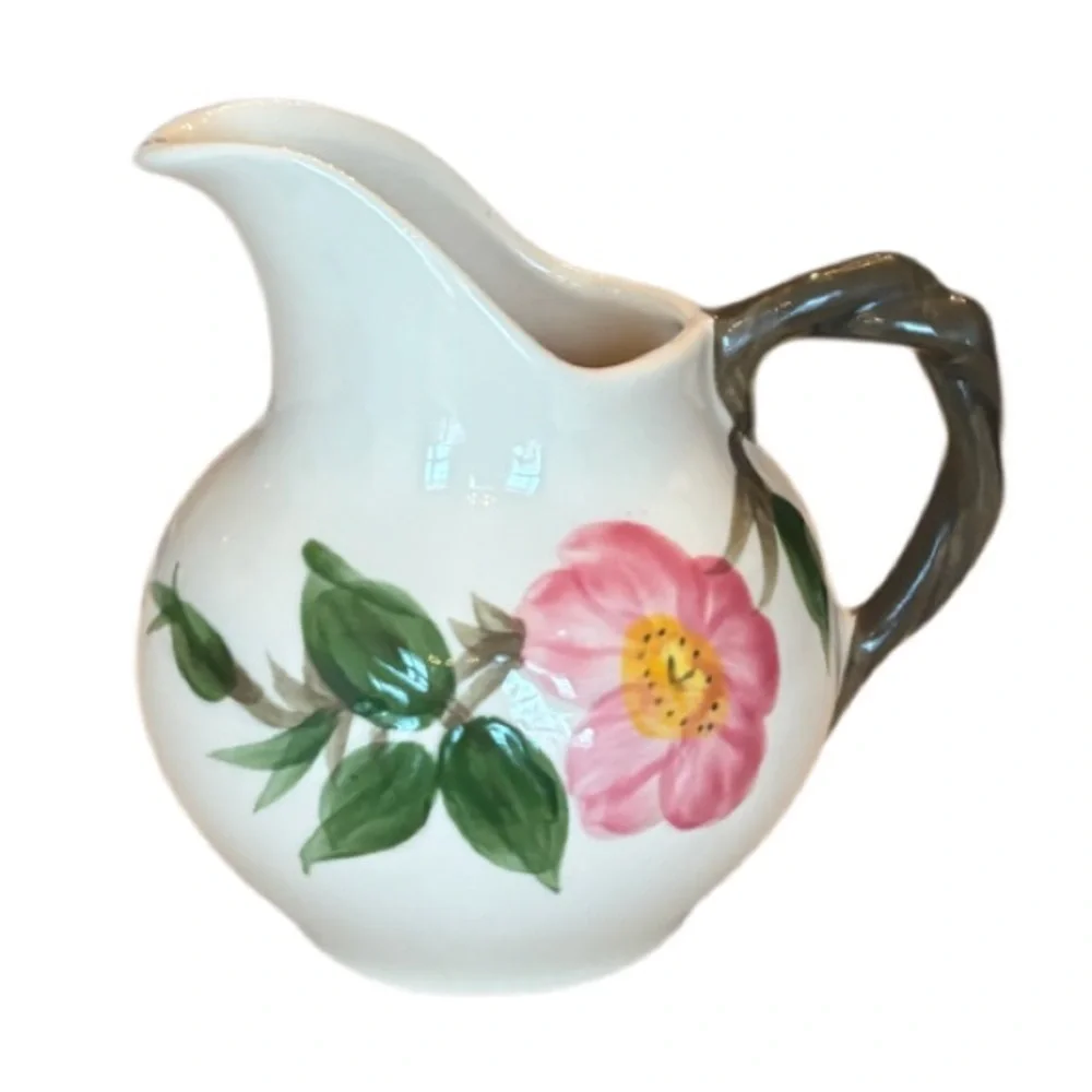 Vintage Franciscan Desert Rose Creamer Pitcher RARE Antique White Ivory Pink